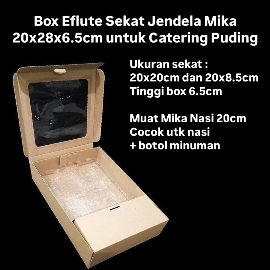 

(10pcs) Box Kotak MOdel Jendela Mika Kemasan Puding Nasi Kotak Dus Polos 20x28x6.5cm