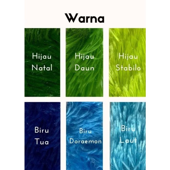 KAIN RASFUR / KAIN BULU WARNA Panjang 100 cm LEBAR 180 cm (Panjang Bulu 15mm)