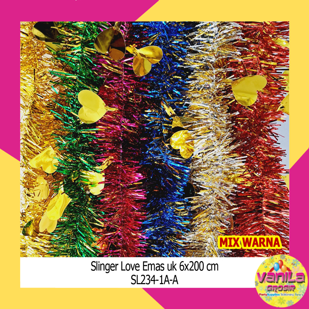 (1Pcs) Slinger Ujung Emas Love, slinger rumbai, tinsel, slinger hiasan natal