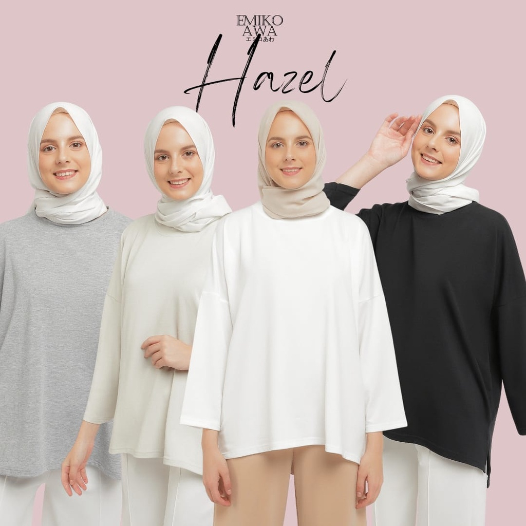 Emikoawa - Hazel Oversize Tshirt Basic Atasan Oversize Top Wanita Lengan Panjang kaos Tee