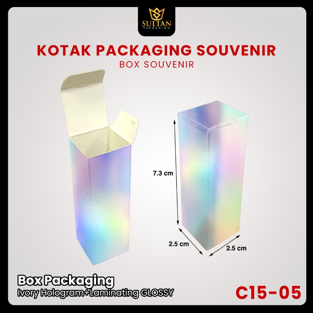 

Packaging Souvenir - Kotak Packaging Hologram - Kotak Kemasan Hologram Polos Uk 3,4x3,4x15 cm - C15