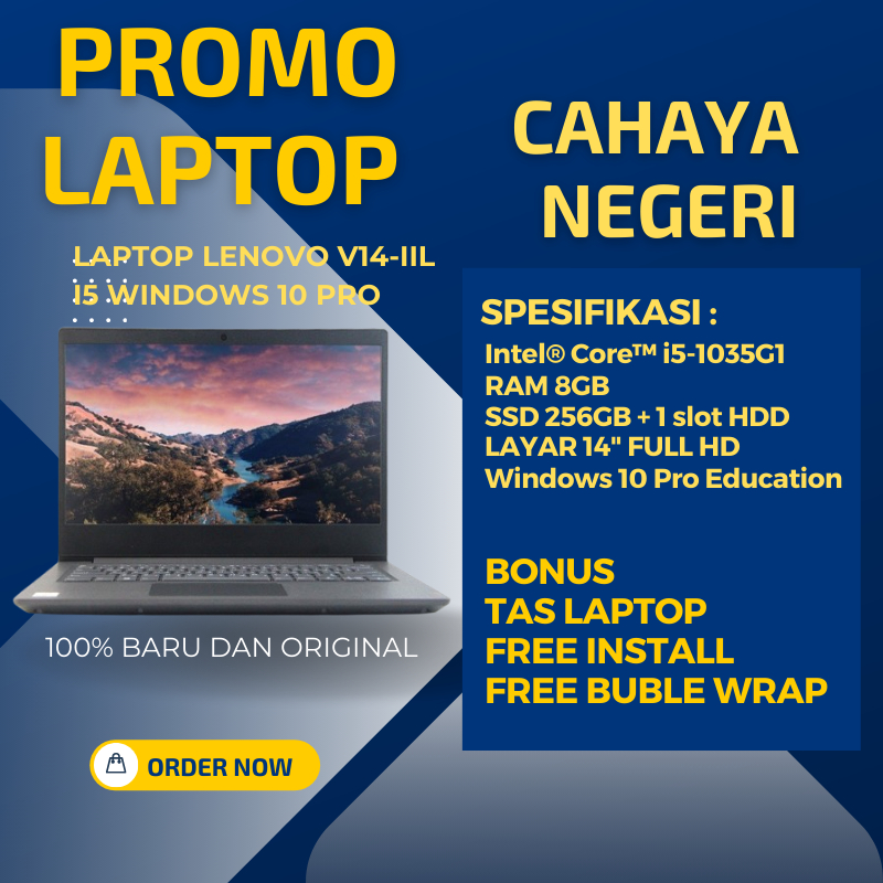 PROMO BARU LAPTOP Lenovo V14-IIL Intel CORE i5 RAM 8GB SSD 256GB WIN 10 PRO