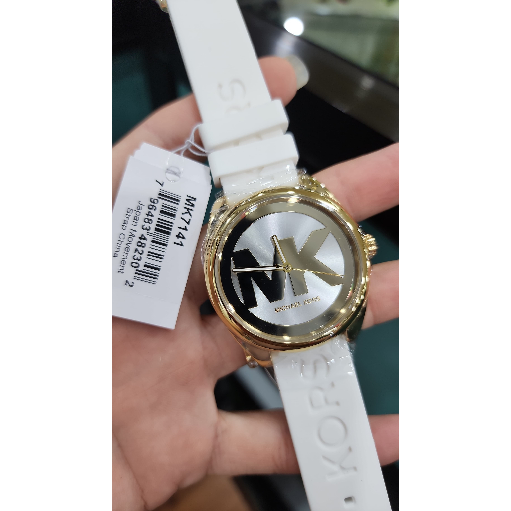 TimelessCorp - Jam Tangan Wanita MK 7141 White Case White Rubber Strap FullSet