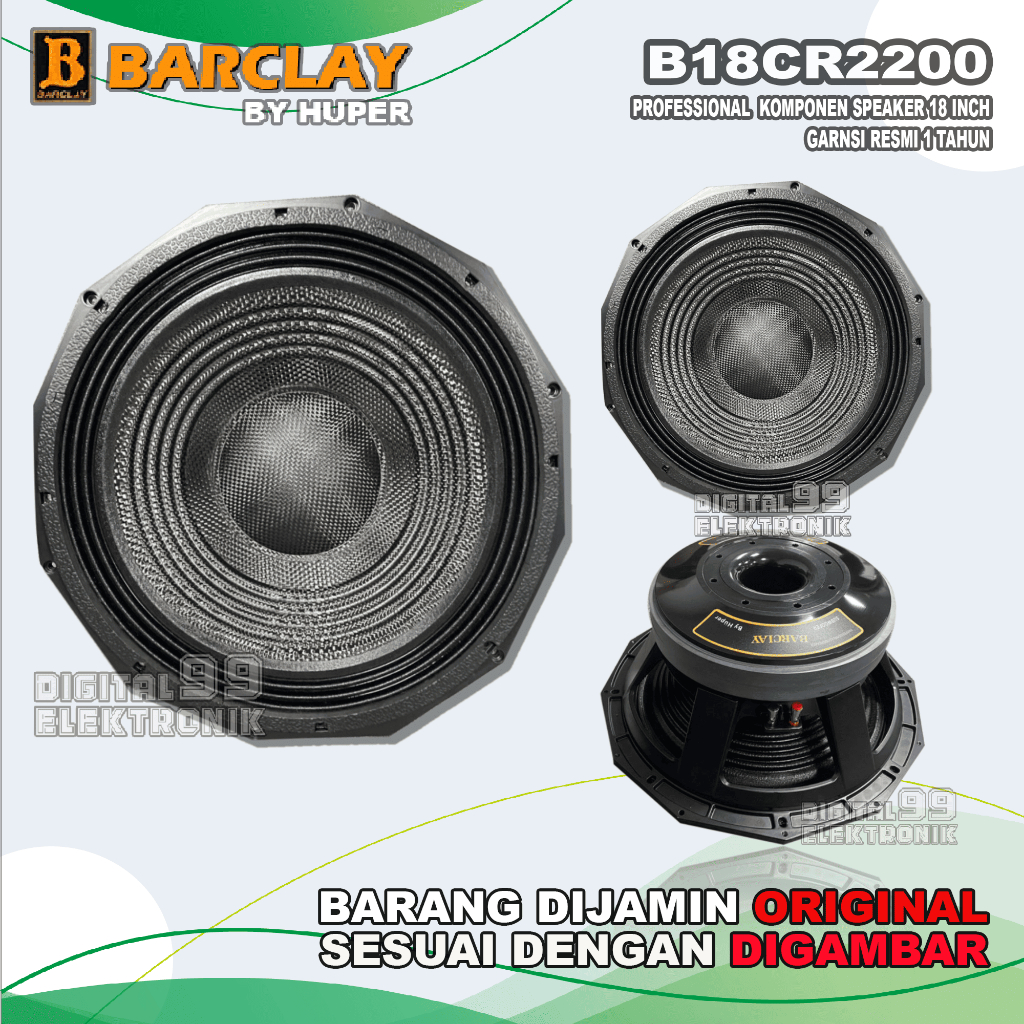 Komponen Speaker 18 Inc CARBON Barclay B18CR2200 | B18 CR2200 Origina By HUPER