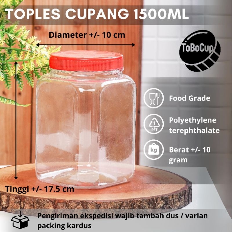 ISI 8 PCS TOPLES KOTAK 1.5 LITER/ TOPLES 1.5 LITER CUPANG/ TOPLES KUE KERING/ TOPLES KERIPIK/ TOPLES