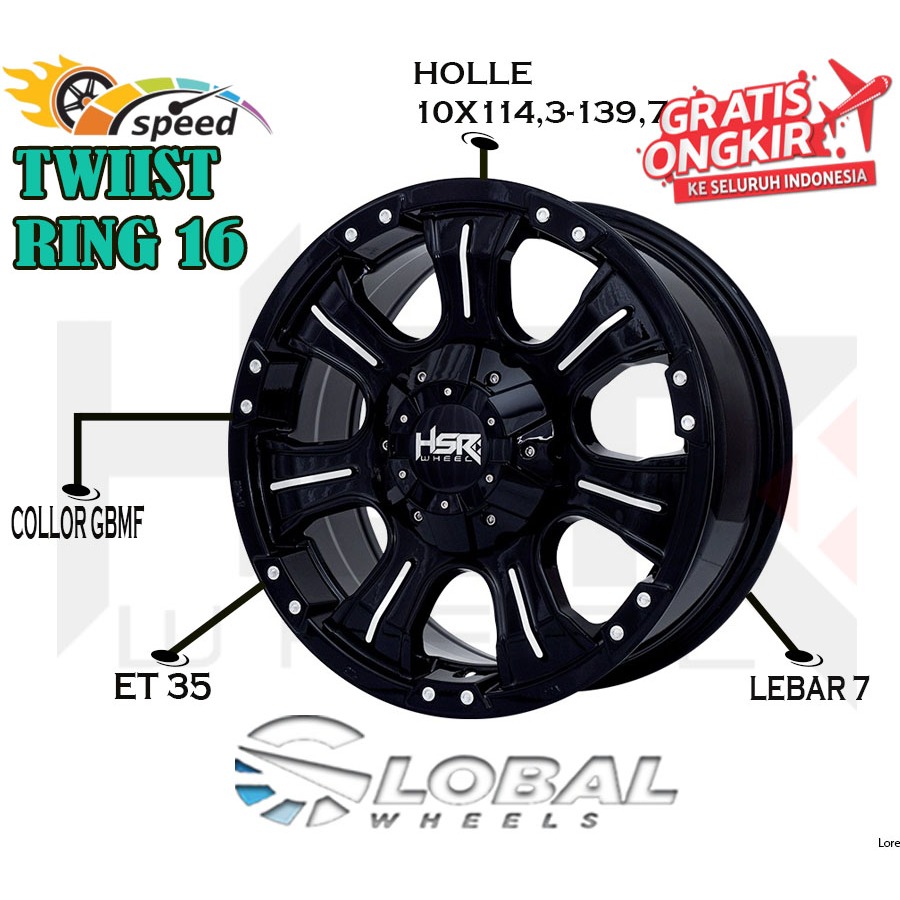 Velg Mobil Semi Offroad Ring 16 HSR Twiist Buat Innova Escudo Terios Katana Vitara