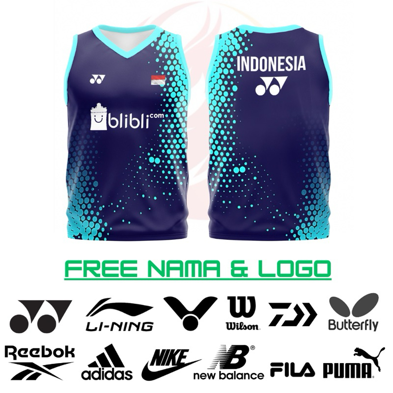 [COD] Baju Kaos Jersey Bulutangkis Badminton Printing Custom Jumbo Big Size Singlet Tanpa Lengan