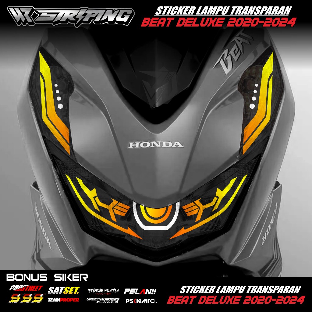 Sticker Lampu Motor Beat New 2020 2021 2022 2023 -Sticker Alis Depan Lampu Beat Deluxe New WR 01