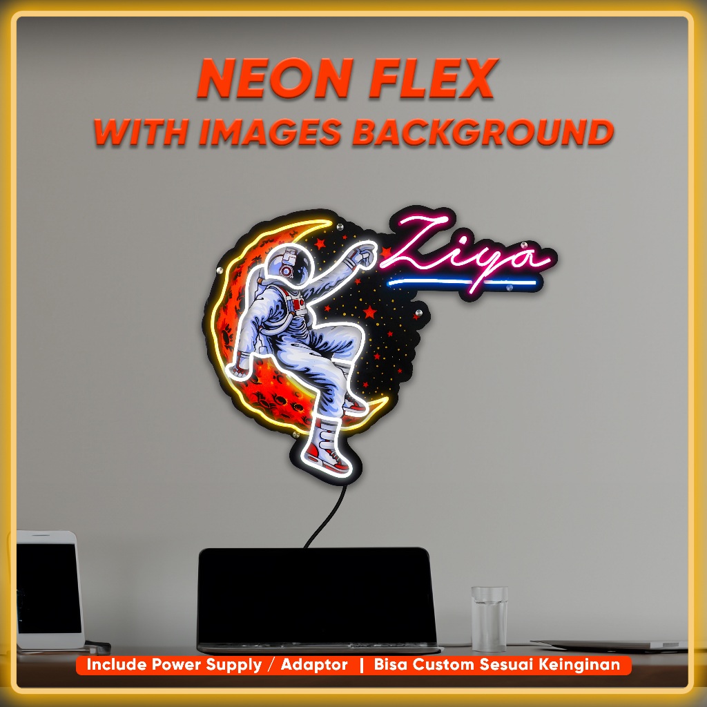 Custom Neon Flex Highlight Background Gambar Pajangan Dinding