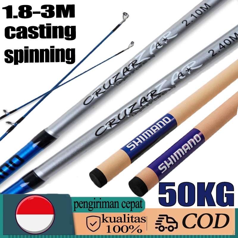 rod alat pancing rod Joran Pancing Carbon Sutet 2 Bagian Tongkat Pancing Putar/Casting