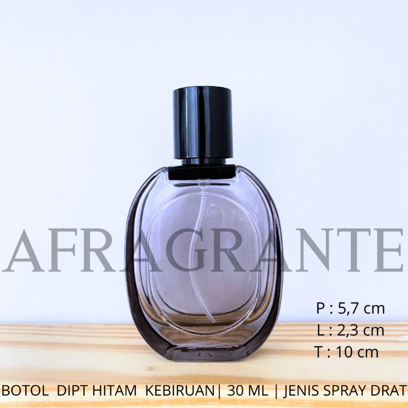 botol parfum diptyq hitam kebiruan 30 ml drat/ botol parfum ovale 30 ml/ botol parfum isi ulang 30 m