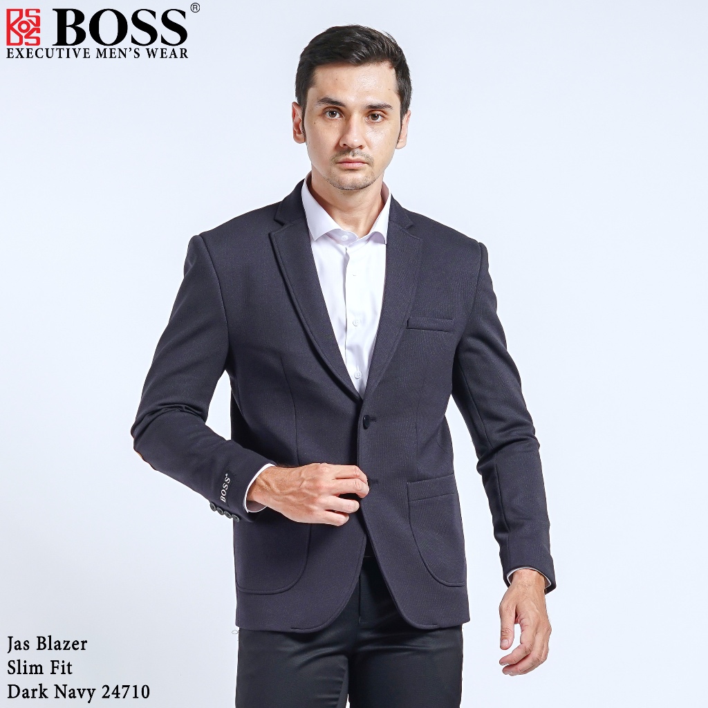 BOSS Jas Blazer Casual Slim Fit Biru Tua Dark Navy 24710