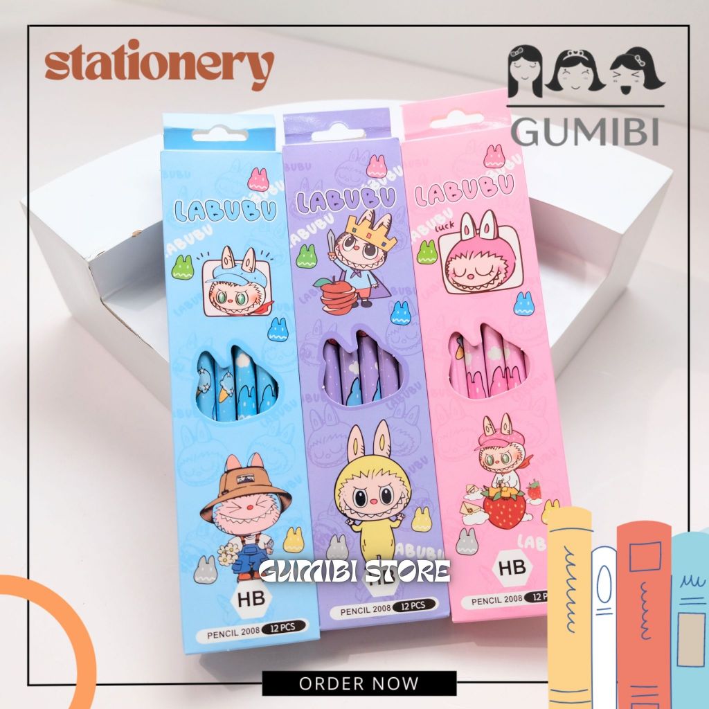 

PENSIL LABUBU PENSIL KAYU PENSIL HB LABUBU 1 BOX 12 PCS GUMIBI STORE BISA COD