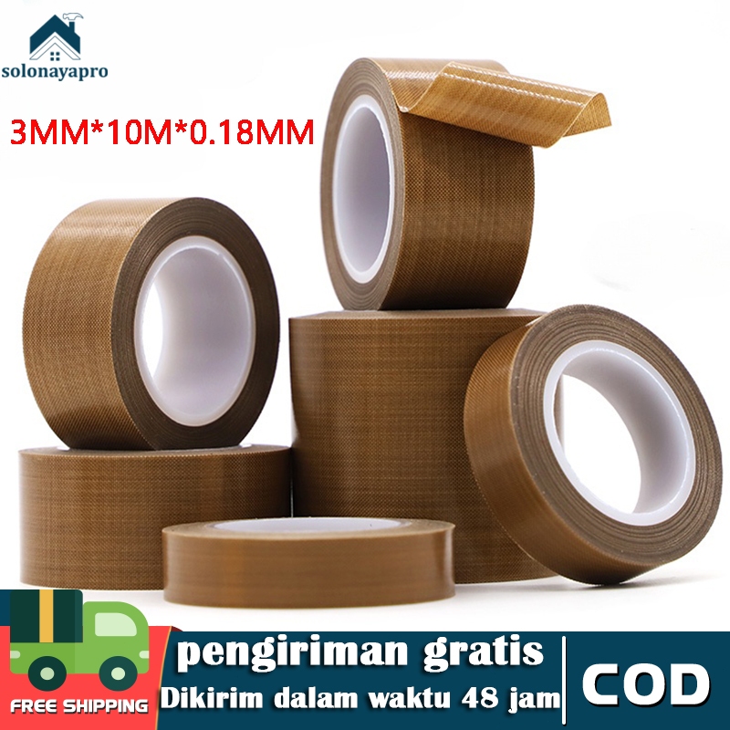 Lakban Isolasi Tahan Panas 300C Teflon Tape PTFE Coklat Selotip Kertas High Temperature