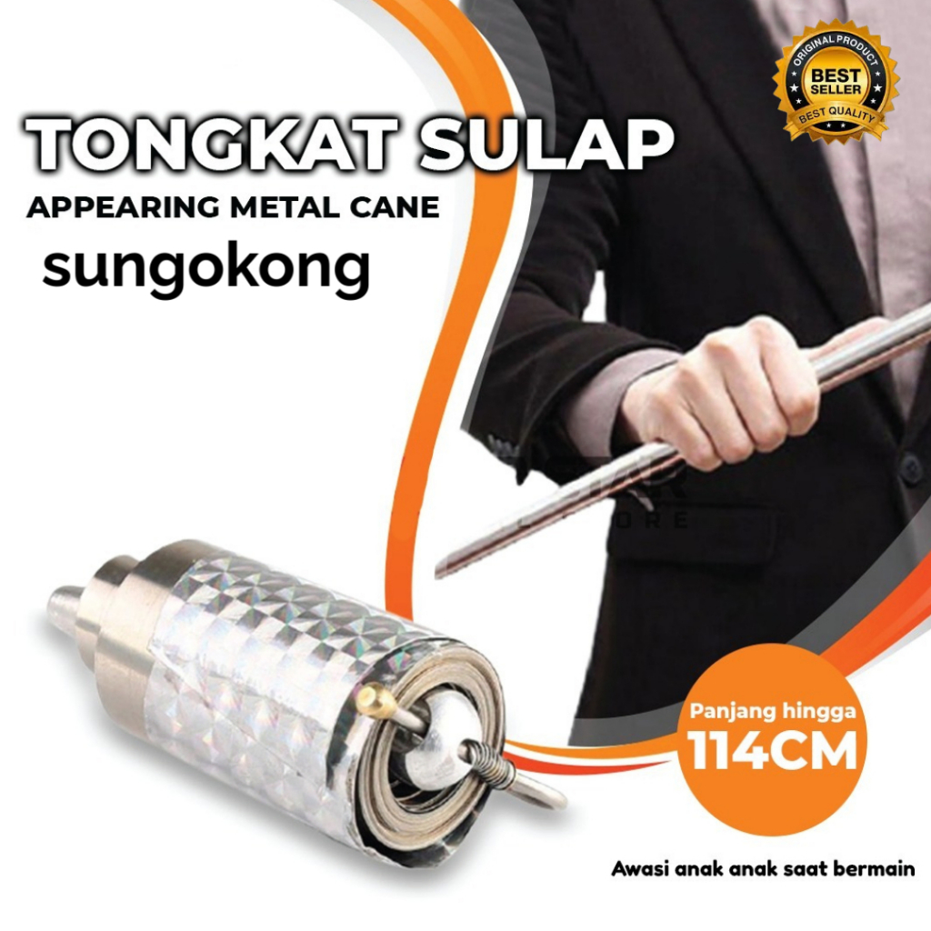 Tongkat Sakti Sungokong Mainan Tongkat Sulap Ajaib Bahan Metal Silver Mainan Pertunjukan Sulap TONGK