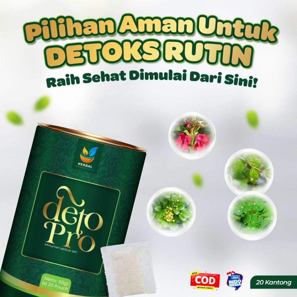 

Deto Pro by Herbal Panas Dingin Teh Herbal Detox pelangsing Badan Melancarkan Sistem Pencernaan 50gr 20 Kantong Teh Celup