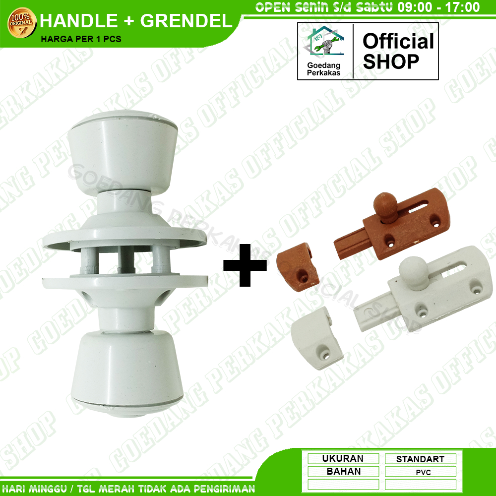 Handle Pintu Kamar Mandi Grendel WC Bahan Pvc Tebal Tarikan Pintu Bulat