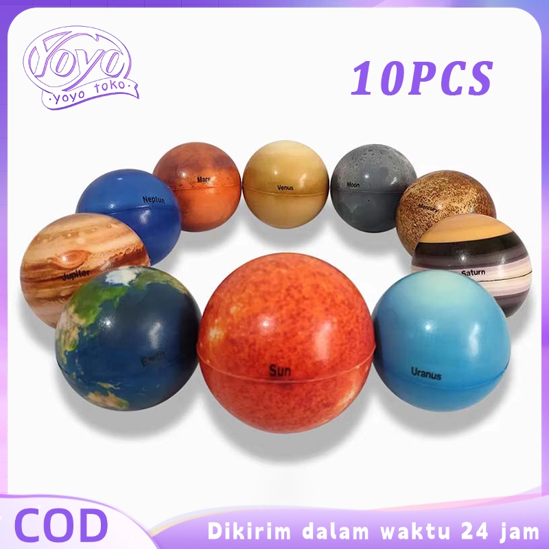 Mainan Edukasi Bola Planet 10pcs Elastis Mainan Bola Planet Bola Planet Tata Surya Sepaket
