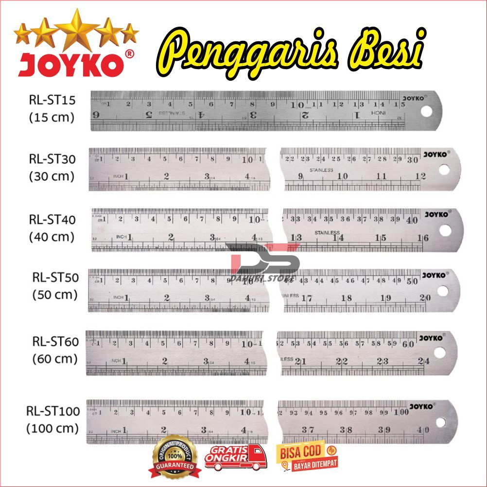 

Penggaris BESI JOYKO, PENGGARIS Stainless, MISTAR BESI, Stainless Steel Ruler, PENGGARIS 30 CM