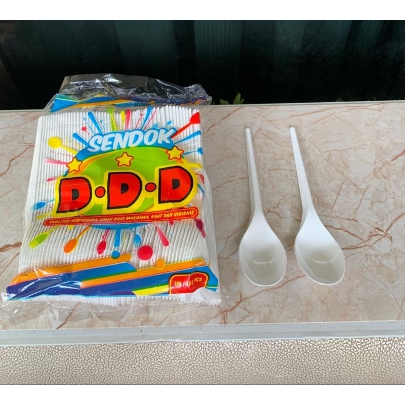 sendok plastik putih isi 100pcs