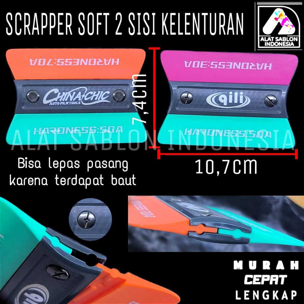 KAPE RAKEL SCRAPPER KUPU SOFT 2 SISI LENTUR KERAS ALAT PASANG STIKER KACA FILM