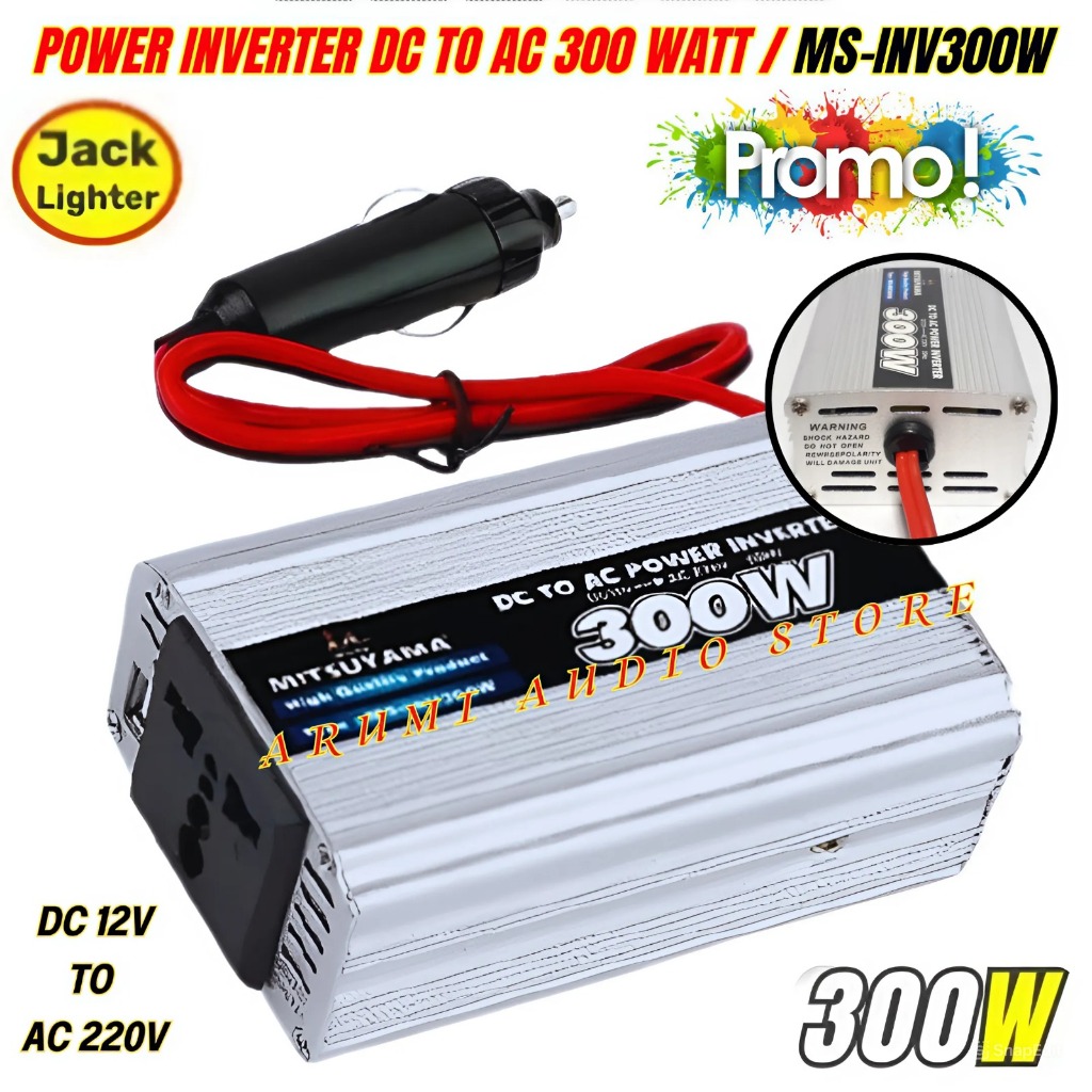 Power Inverter Dc To Ac 300 Watt Mitsuyama Ms-Inv300 | Power Inverter Dc To Ac 300 Watt 300 Wat Merk