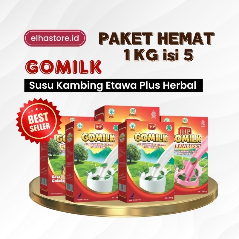 

Paket Hemat GOMILK 1 KG (5 KOTAK) Susu Kambing Etawa Plus Herbal