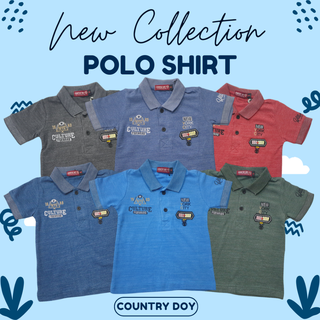 CountryDoy---Polo Shirt Boys Kaos Polo Kaos Kerah Katun sehari hari untuk Anak Laki Laki keren "Cult