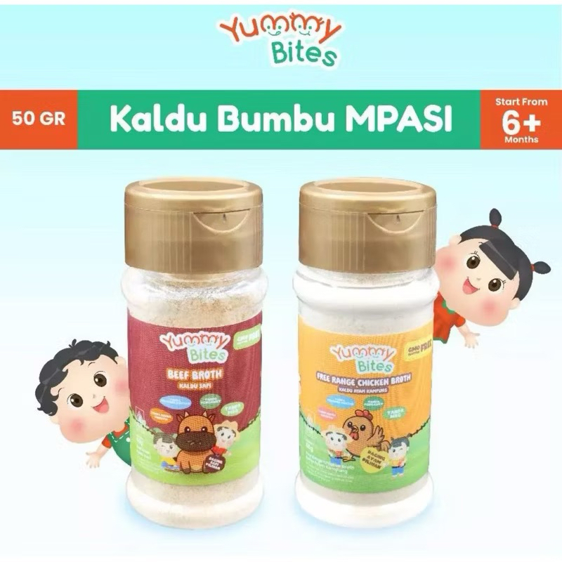 

YUMMY BITES Kaldu Bumbu MPASI Bayi , Beef & Chicken Broth for Food Powder sessoning 50 gr.