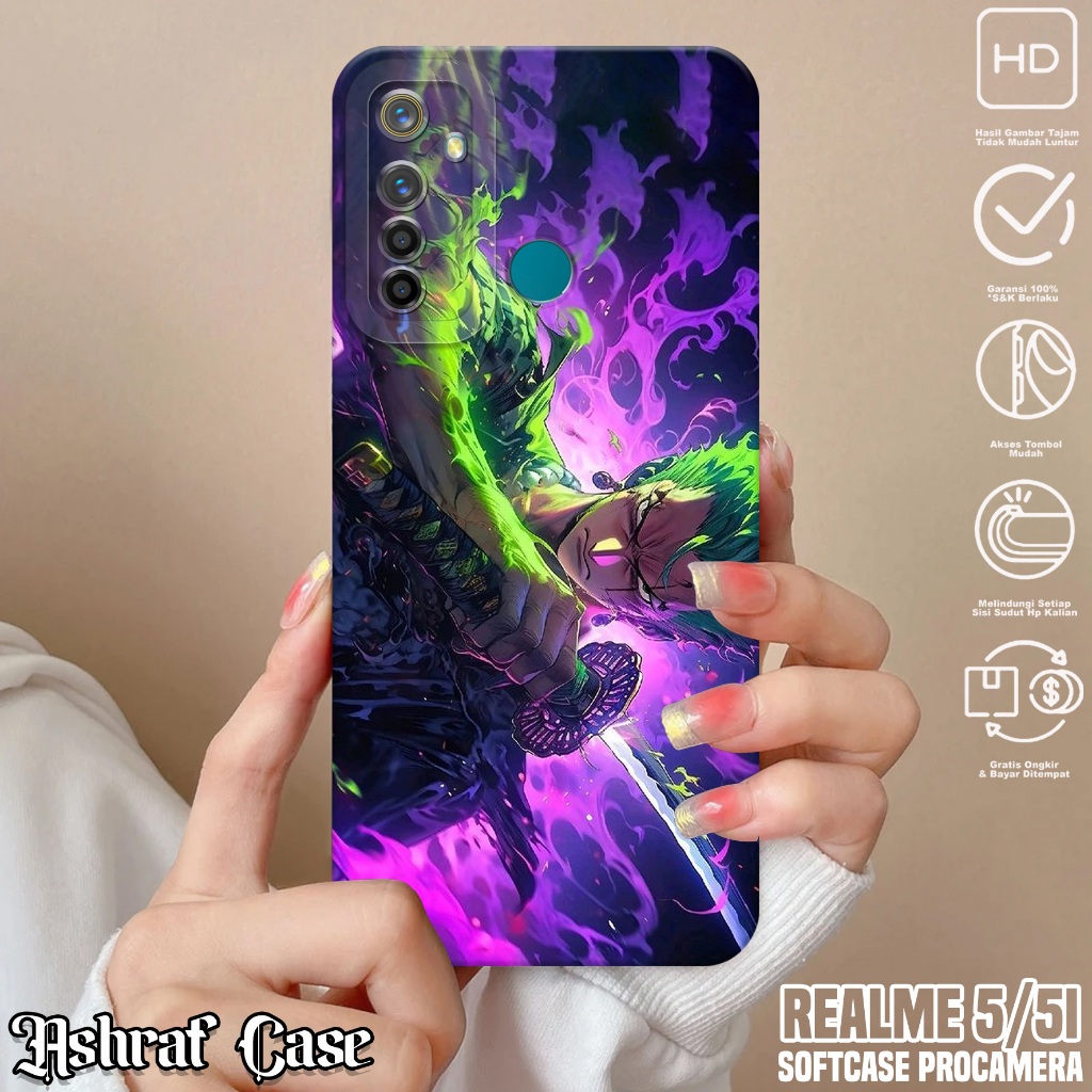 Case Realme 5 / Realme 5i - Casing Realme 5i / Realme 5 Motif Roronoa Zoro - Softcase Hp Realme 5i -