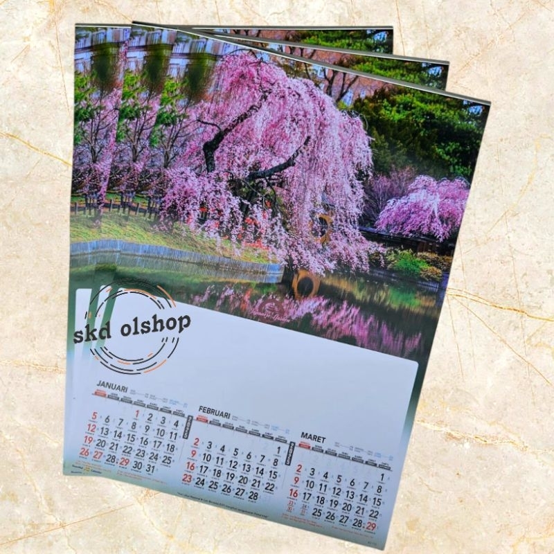 

Kalender 2025 taman jepang Ao112 4 lembar 3 bulanan ukaran 38x54cm(terima castume cetak merek)