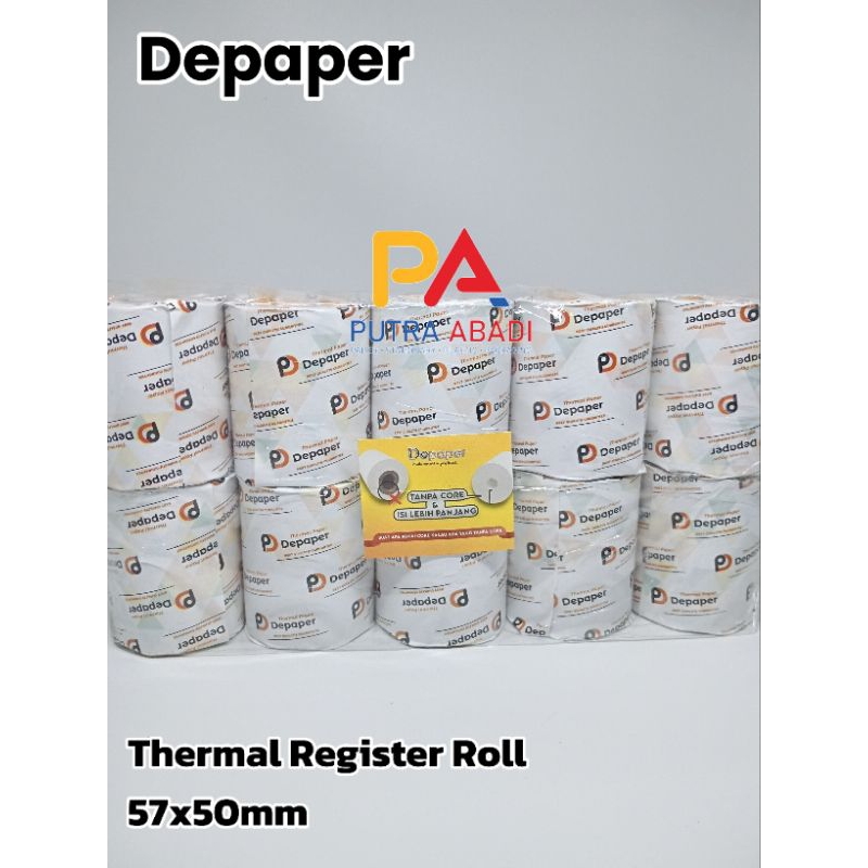 

Sepuluh Roll Kertas Kasir Thermal 57X50mm Depaper Coreless