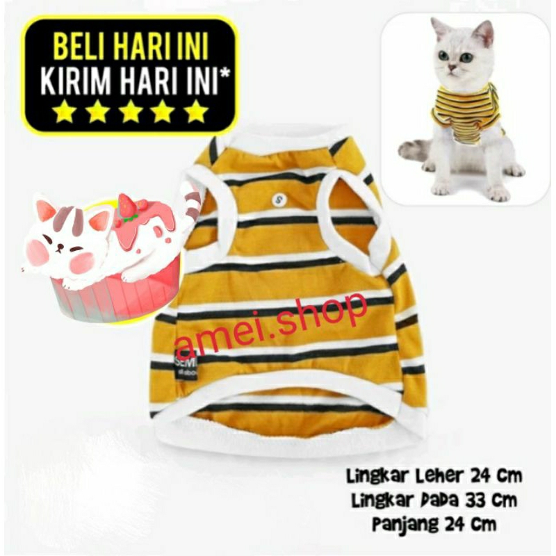 kaos baju kucing motif garis-garis