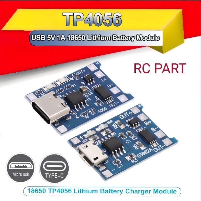 KIT MODUL TP4056 CHARGER BATERAI BATTERY 18650 TP4056 + PROTECTION