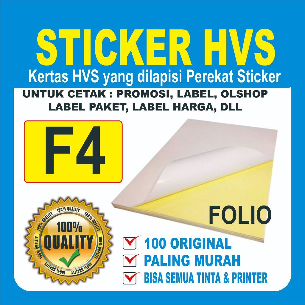 

Sticker HVS f4 isi 50 & 20 lembar / Kertas Stiker Inkjet Doff Matte f4