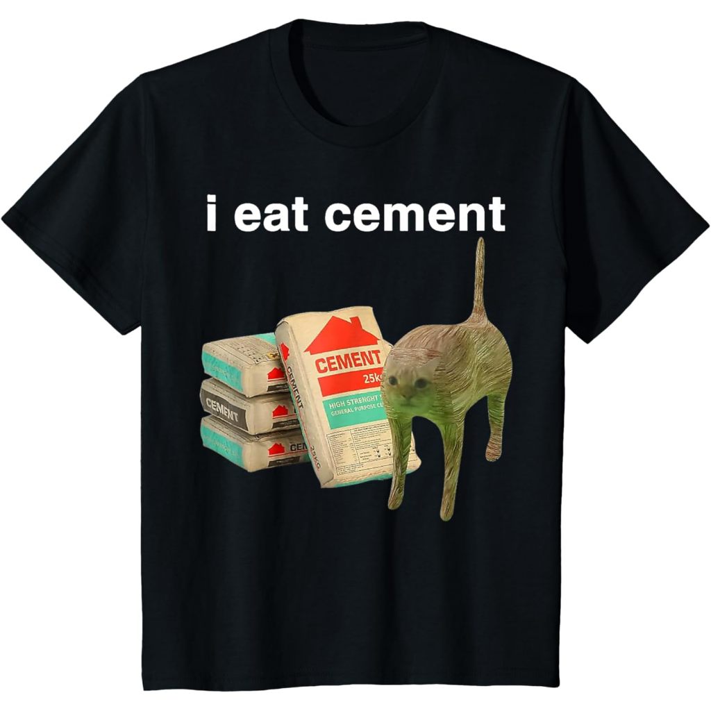 Baju kaos anak I Eat Cement Cursed Cat Shirt Funny Oddly Specific Meme T-Shirt