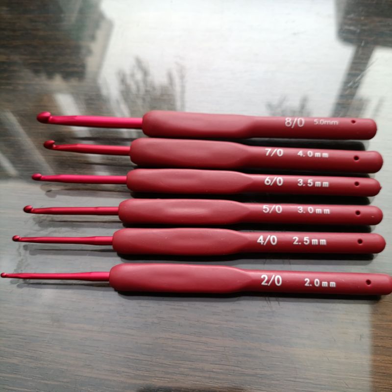 Hakpen Merah Untuk Merajut Hakpen Premium 2mm, 2.5mm, 3mm, 3.5mm, 4mm, dan 5mm