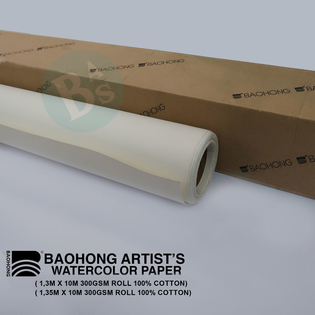 

Watercolor Paper ROLL Baohong Artists ( 1,3m X 10m ) & ( 1,35m X 10m ) 300gsm 100% COTTON | Kertas Cat Air Roll | Kertas Lukis | Kertas Gulungan | Cat Air | Perlengkapan Menggambar dan Melukis Terlengkap dari Bali Art Supplies