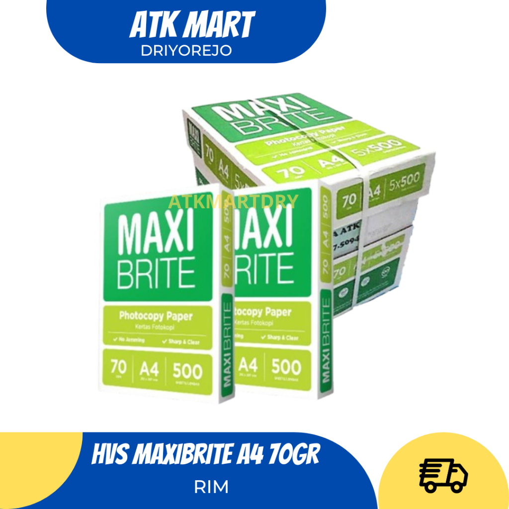 

KERTAS HVS A4 MAXIBRITE 70 GRAM 1 RIM 500 LEMBAR COPIER FOTOCOPY PRINT DOKUMEN KANTOR