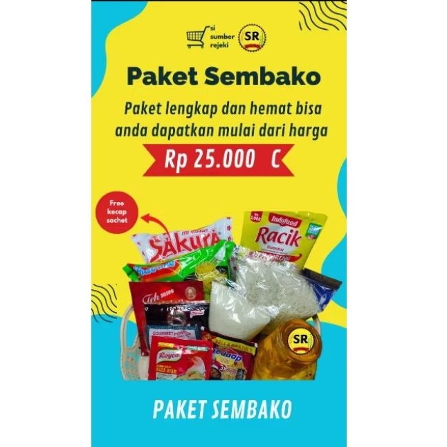 

PAKET SEMBAKO MURAH MERIAH/PAKET HAMPERS +FREE KECAP SACHET