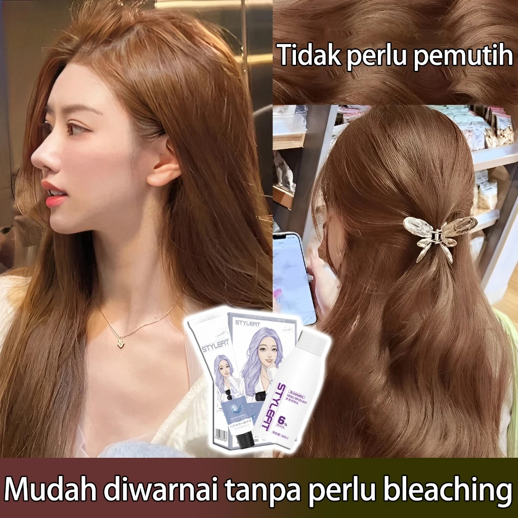 ✨Free shipping✨STYLE FIT Cat rambut Kopi caramel*200ml tidak perlu bleach,menutupi uban,dan tahan la