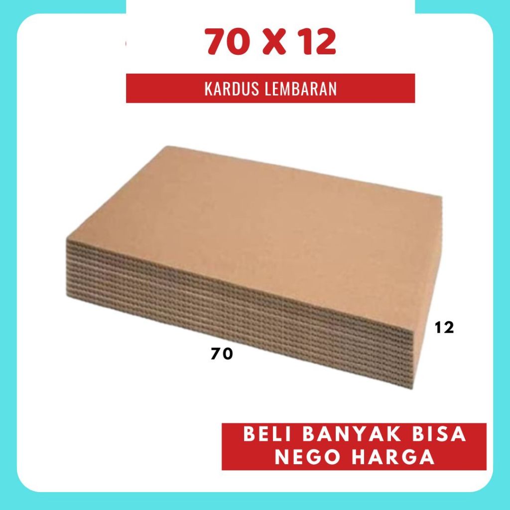 

Kardus Lembaran 70x12 / 60x12 / 50x12 / 40x12 Sheet Polos Single Wall Packing Karton Coklat Warna Packing
