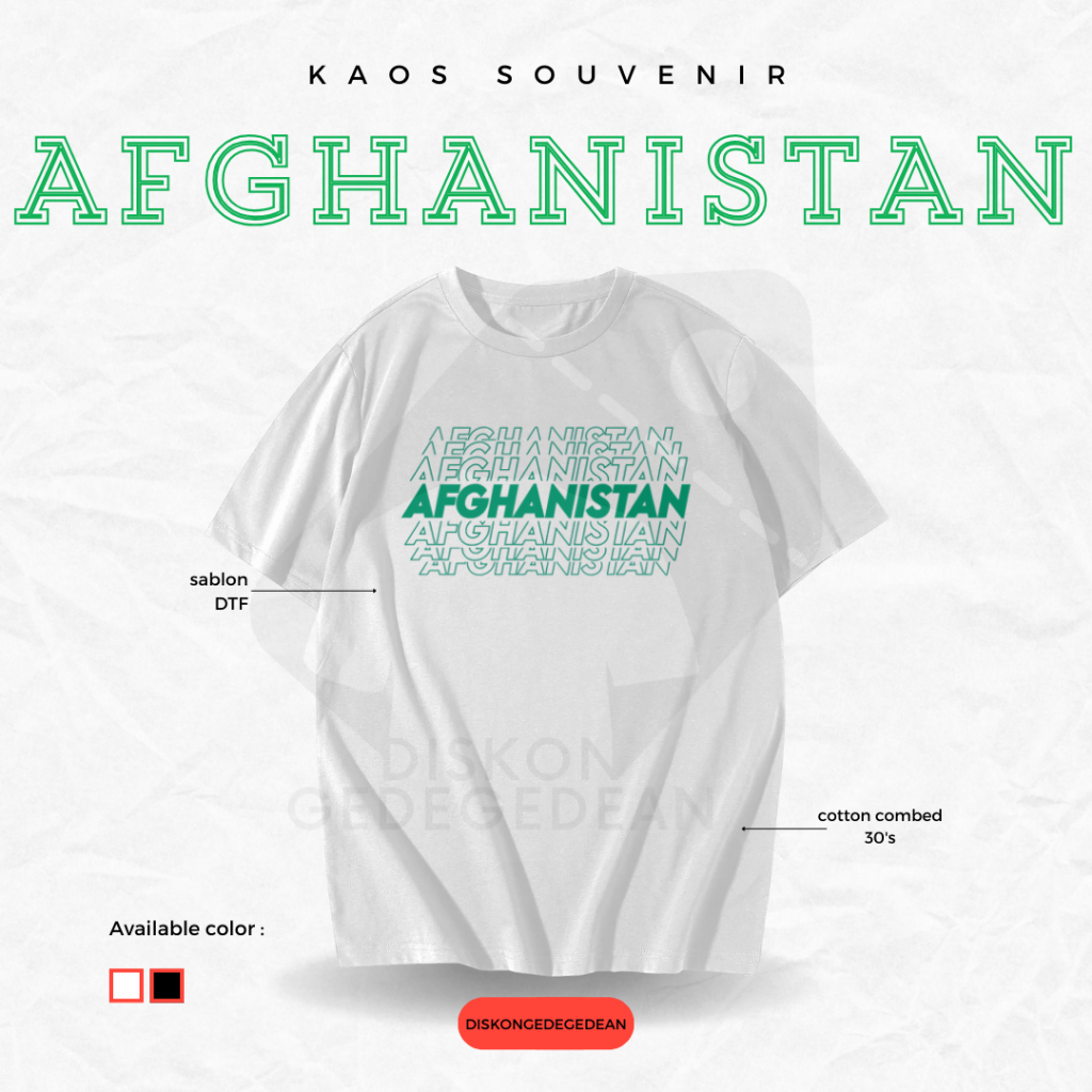 Diskongedegedean Kaos Souvenir Afghanistan Baju Tshirt Oleh Oleh Kota Arab Kabul Dewasa Anak Banyak 