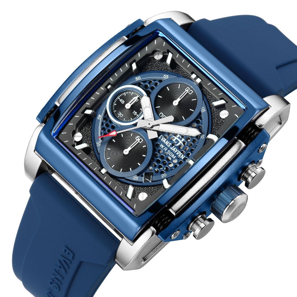 JAM TANGAN PRIA EVANS JAYDEN EJ 9619 RUBBER CRONOGRAFH WATER RESISTANT 3ATM