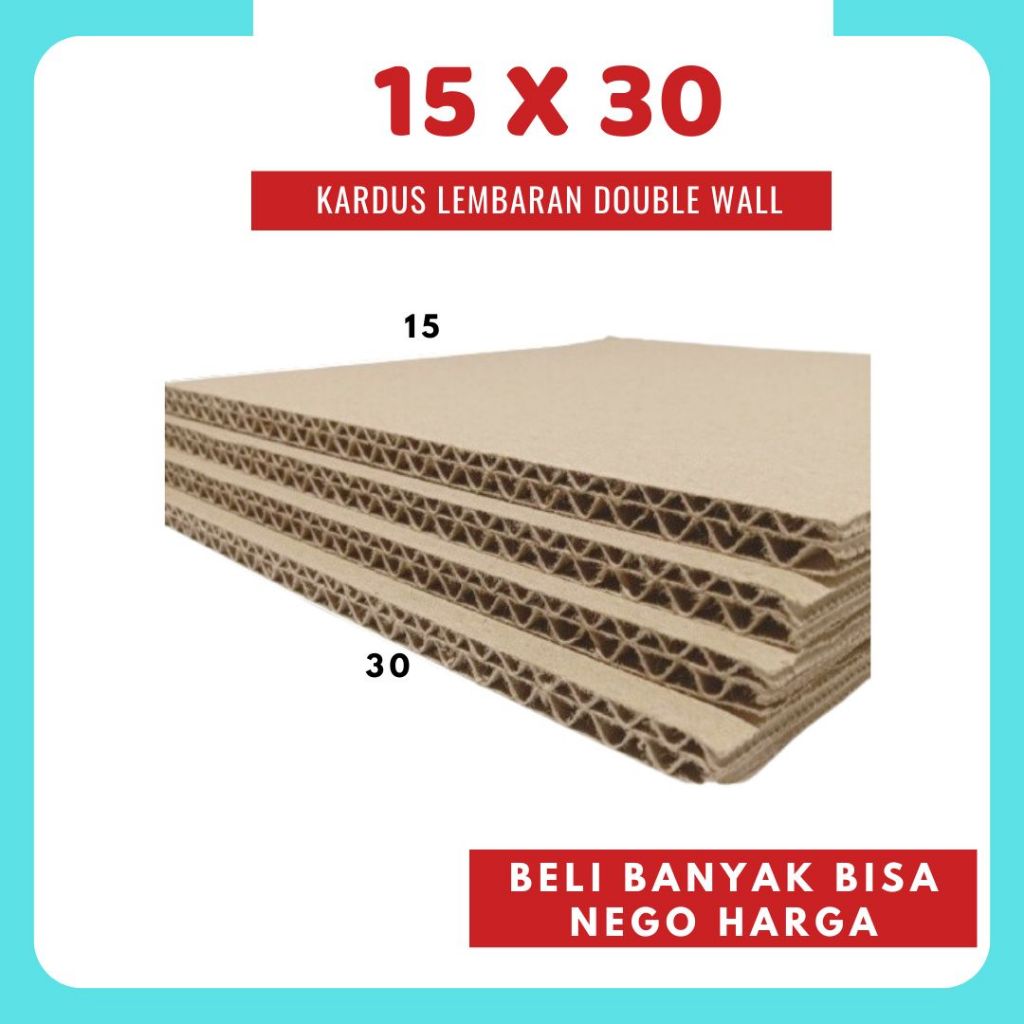 

Sheet 15x30 / 15x20 Lembaran Bahan Polos Double Wall Kardus Coklat Karton Packing