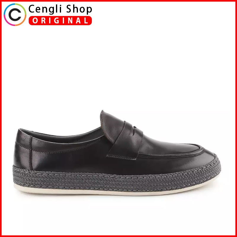 OBERMAIN SEPATU LOAFER PRIA ORIGINAL PANSUS LOAFERS KULIT ASLI ORI ABU TUA DARK GREY OM30