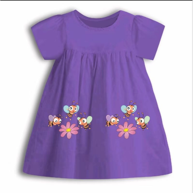 Daster Motif Lebah / Daster Anak Perempuan  Umur 3 sampai 10 Tahun / Dress Anak Perempuan Umur 3 sam