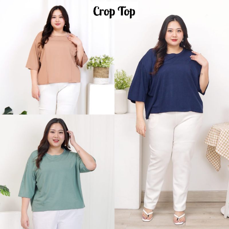 NEW (LD 140cm) 5XL KAOS CROP BIGSIZE KAOS JUMBO KAOS BIGSIZE ATASAN WANITA JUMBO BLOUSE BIGSIZE BLOU