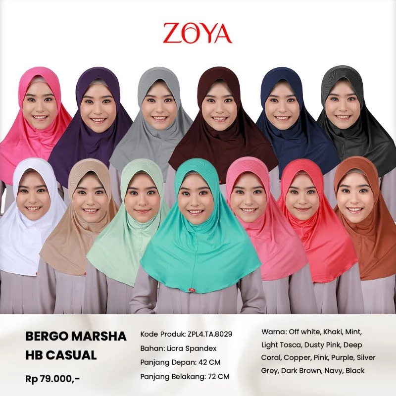 KERUDUNG ZOYA BERGO INSTANT SEKOLAH  MARSHA HL