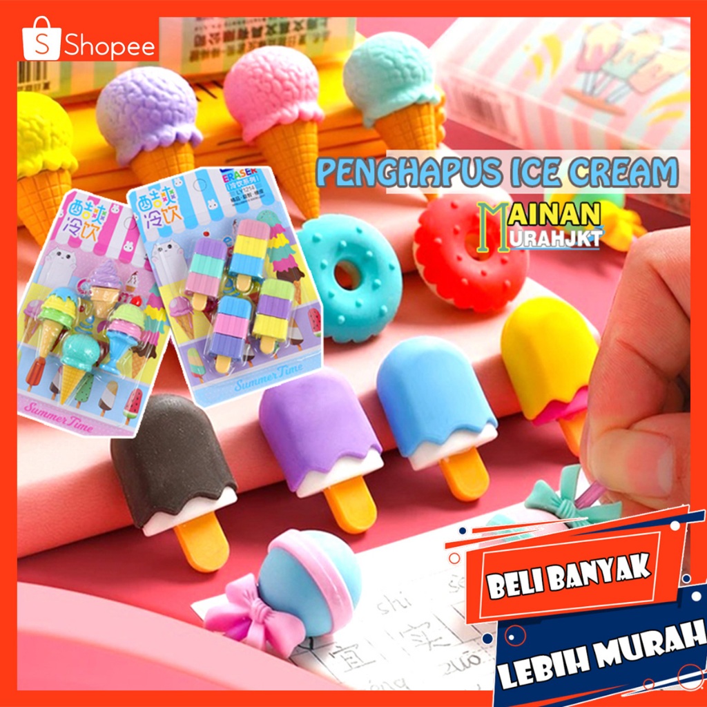 

ATK PENGHAPUS PENSIL BENTUK ICE CREAM LY1214 ERASER PENGHAPUS PENSIL ICE CREAM WARNA WARNI